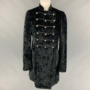 MARC by MARC JACOBS Size M Black Velvet Rayon / Polyester Double Breasted Coat